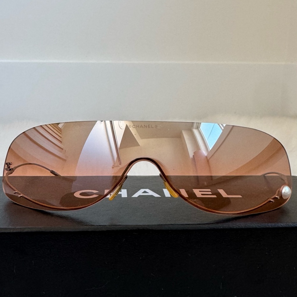 Authentic RARE vintage Chanel 4054 rimless gradient peachy orange sunglasses - Picture 7 of 10